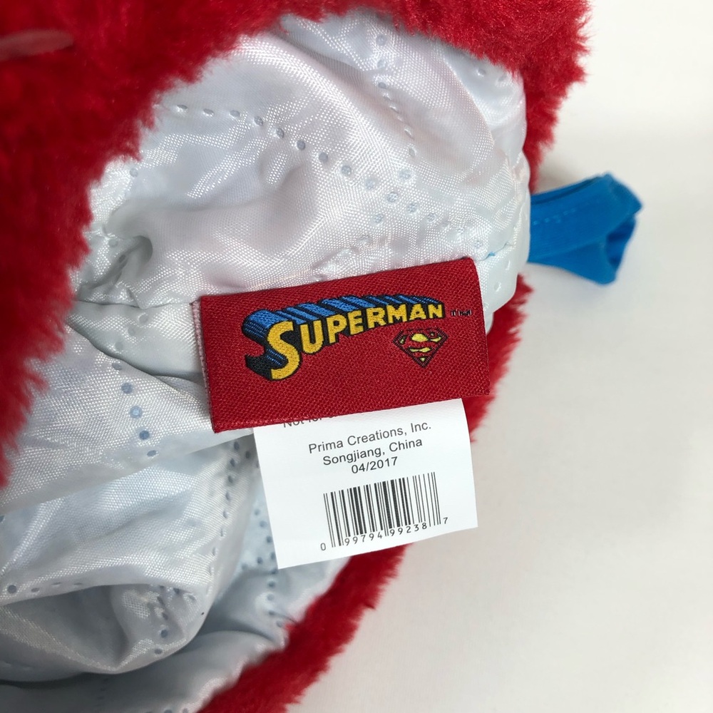 DC Comics Fur Cuff Printed Fabric Superman Ref Blue Christmas Stocking 18” - Picture 7 of 10